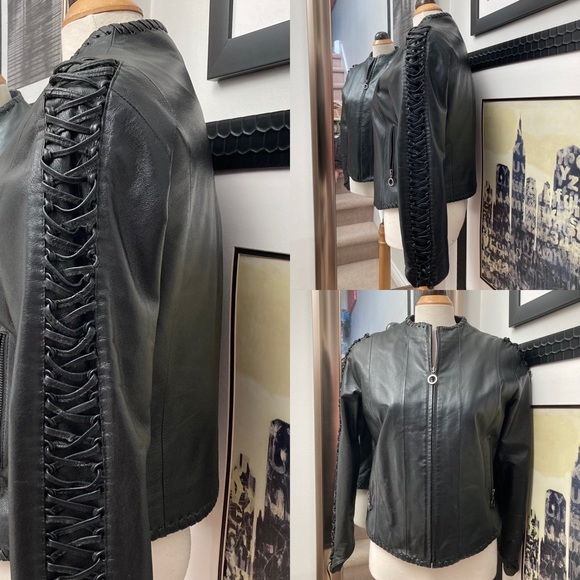 Italian Jackets & Blazers - Marcia made in Italy black leather moto jacket